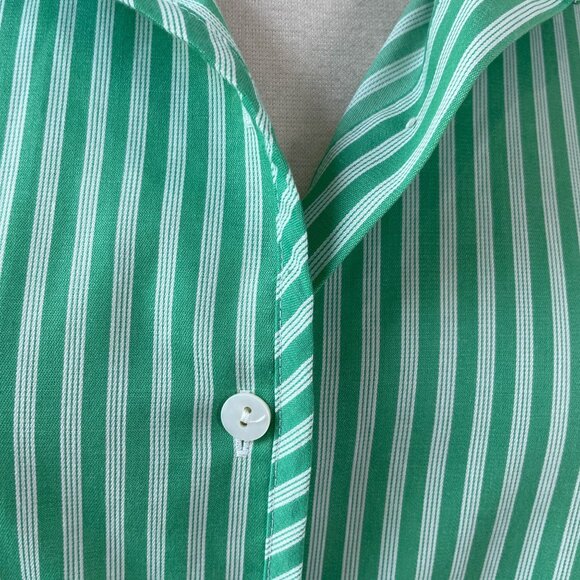 Foxcroft Womens Plus 18 Green Striped Button Up Shirt Wrinkle Free Shaped Fit - Picture 3 of 8